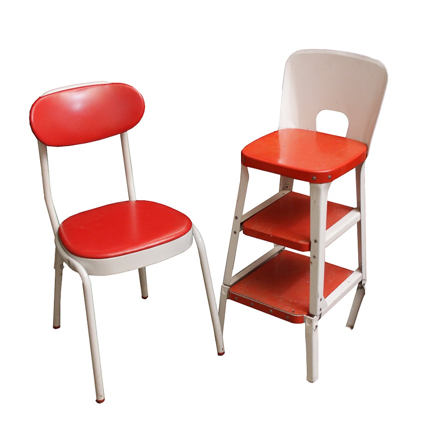 Mid-Century Step Chair by Cosco and Side Chair by Simplex