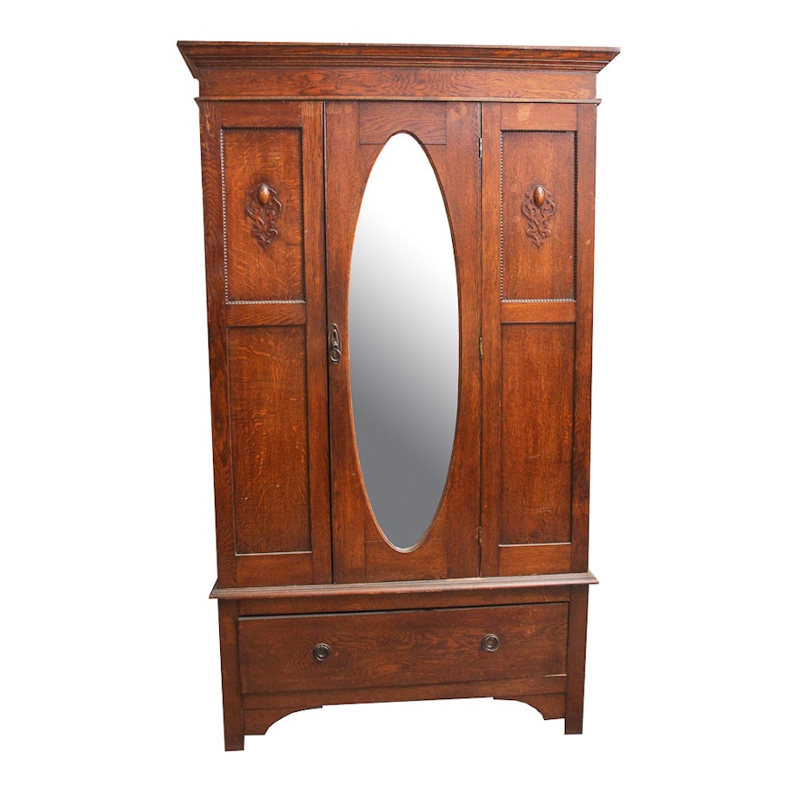 Antique Victorian Style Oak Wardrobe