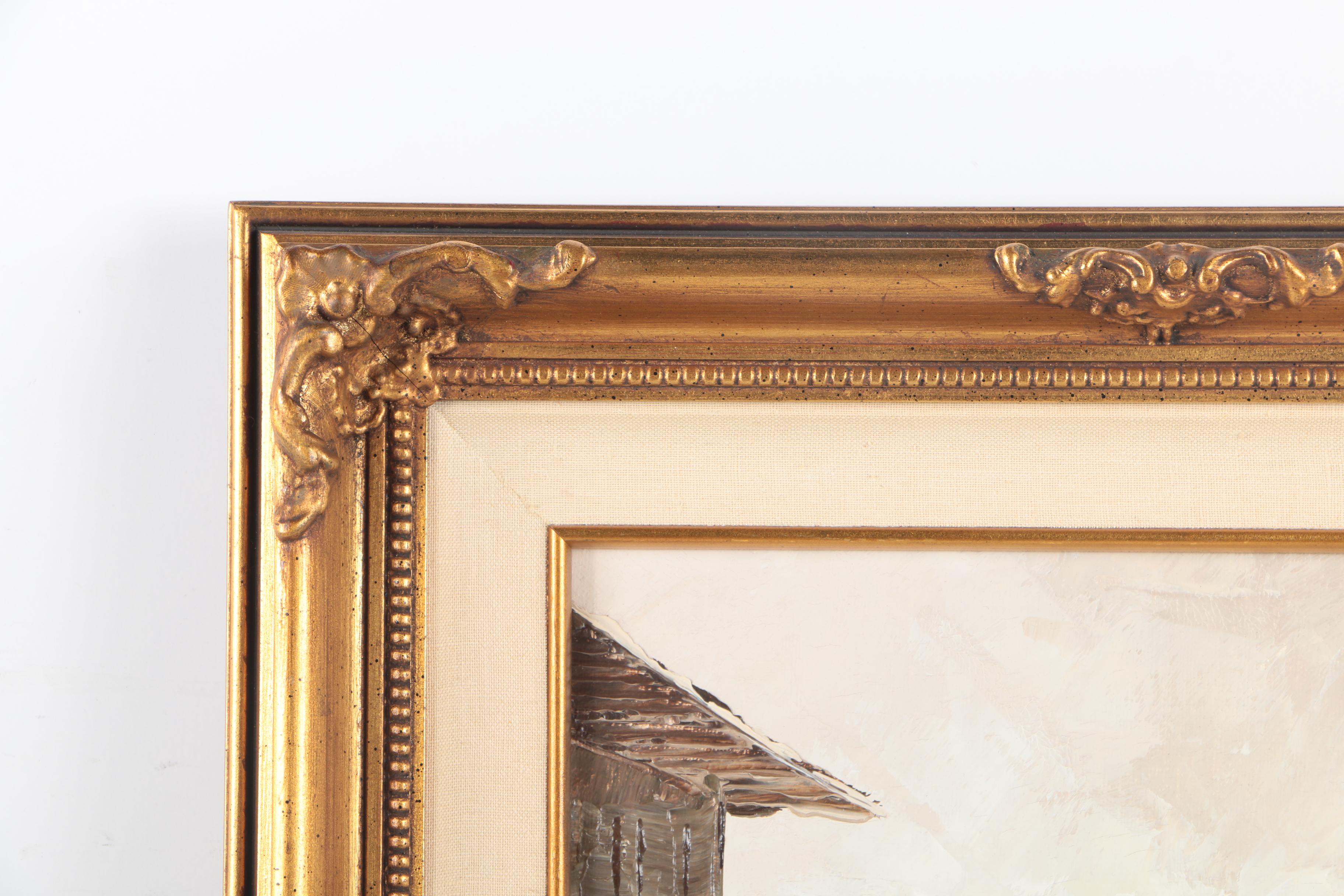 Jim Ford Oil Painting on Canvas of a Harbor Scene