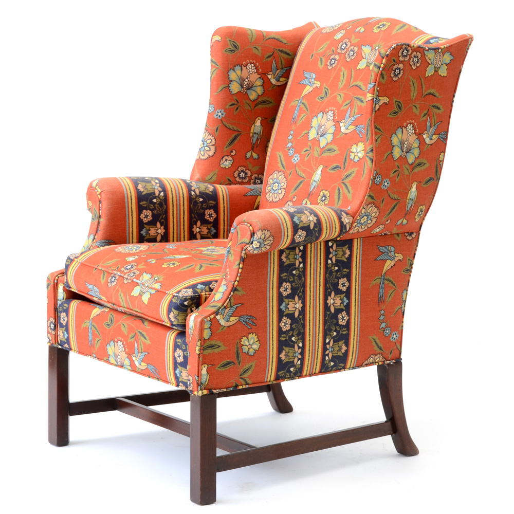 Hickory Chair Company Upholstered Wing Back Armchair