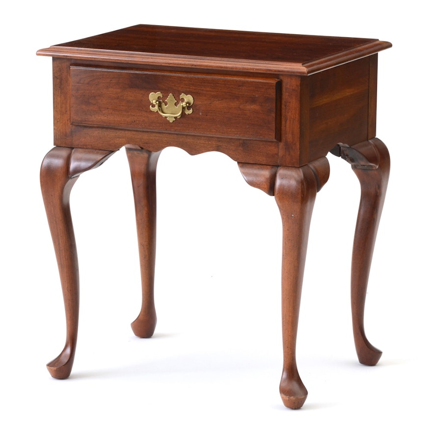 Queen Anne Style Cherry One Drawer Nightstand