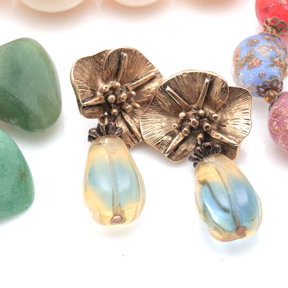 Bead and Stone Costume Jewelry Assortment Including BSK and Monet