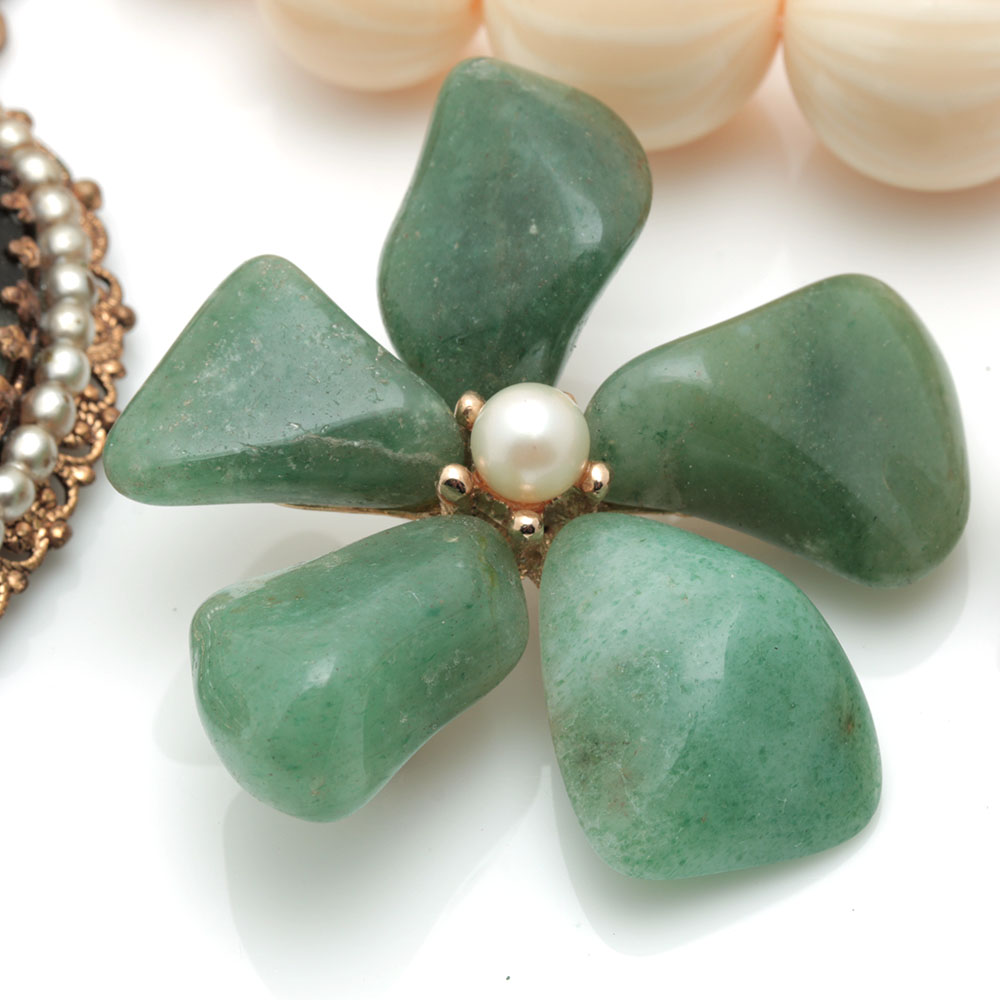 Bead and Stone Costume Jewelry Assortment Including BSK and Monet