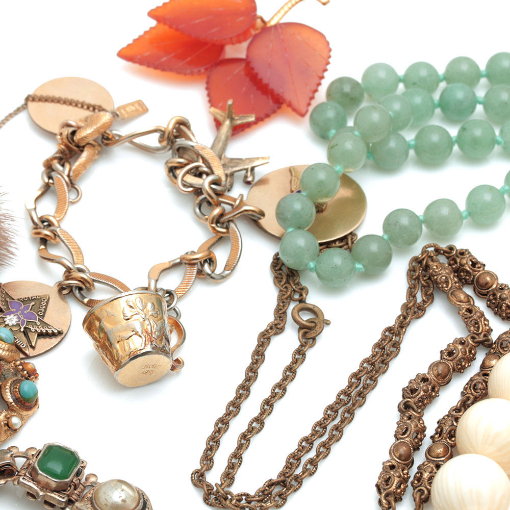 Bead and Stone Costume Jewelry Assortment Including BSK and Monet