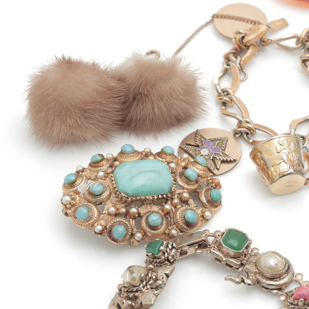 Bead and Stone Costume Jewelry Assortment Including BSK and Monet