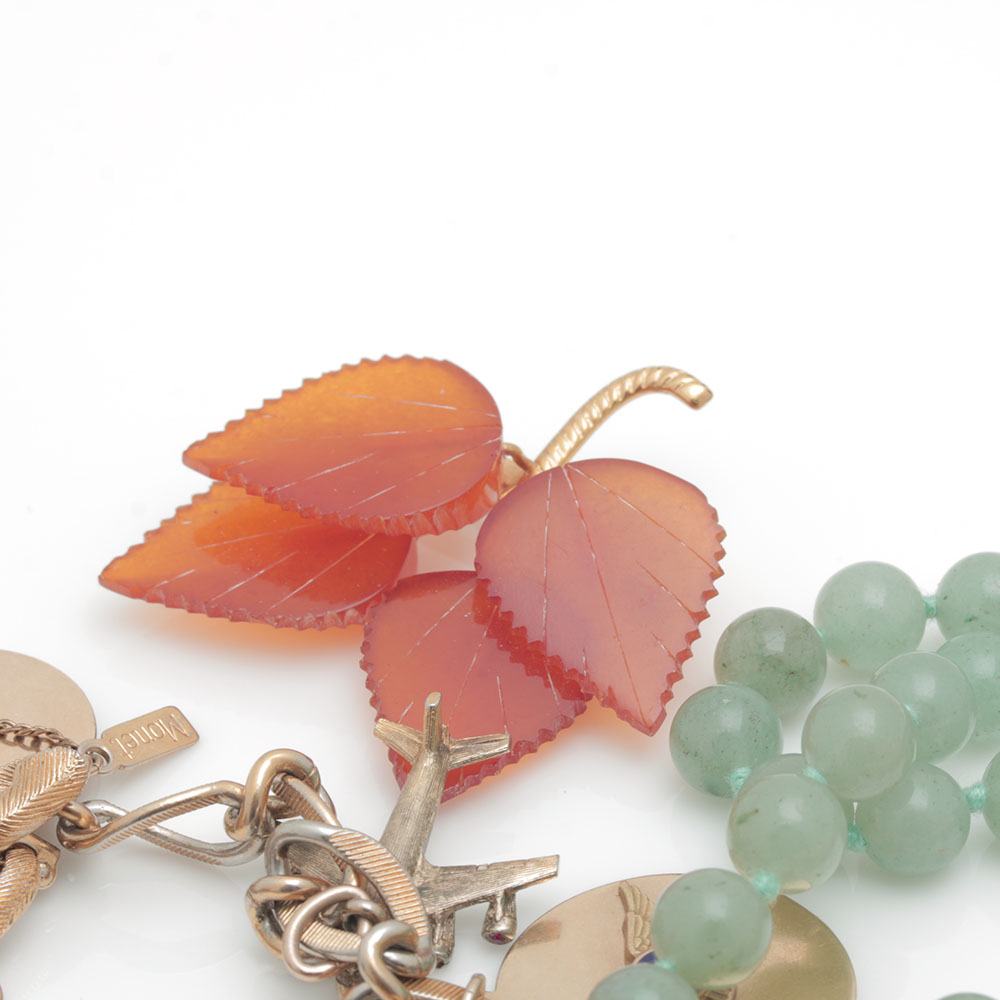 Bead and Stone Costume Jewelry Assortment Including BSK and Monet