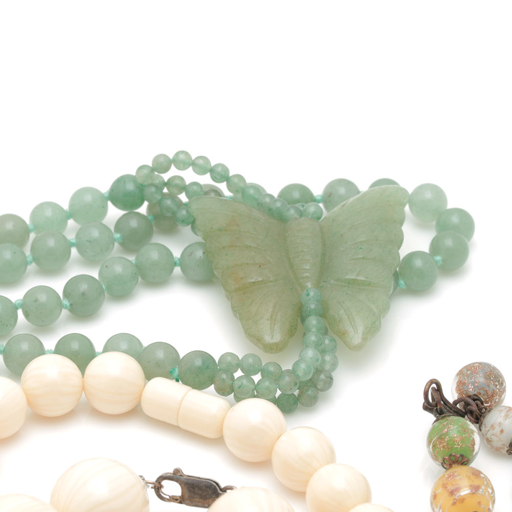 Bead and Stone Costume Jewelry Assortment Including BSK and Monet