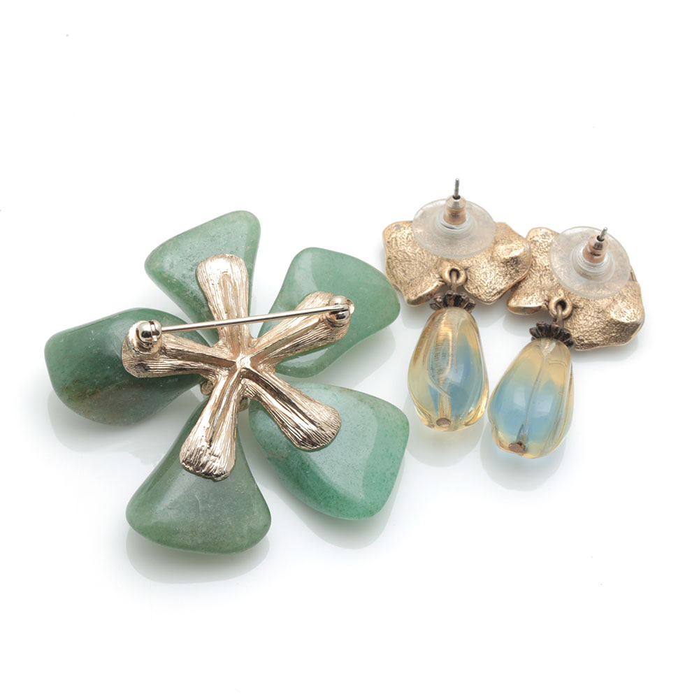 Bead and Stone Costume Jewelry Assortment Including BSK and Monet