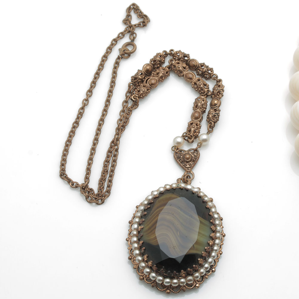 Bead and Stone Costume Jewelry Assortment Including BSK and Monet