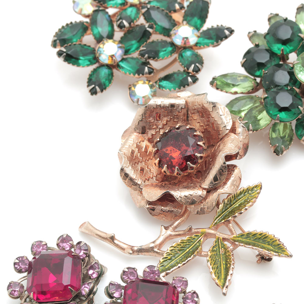 Vintage Gold Tone Colorful Stone Costume Jewelry Including Lisner and Beau Jewels