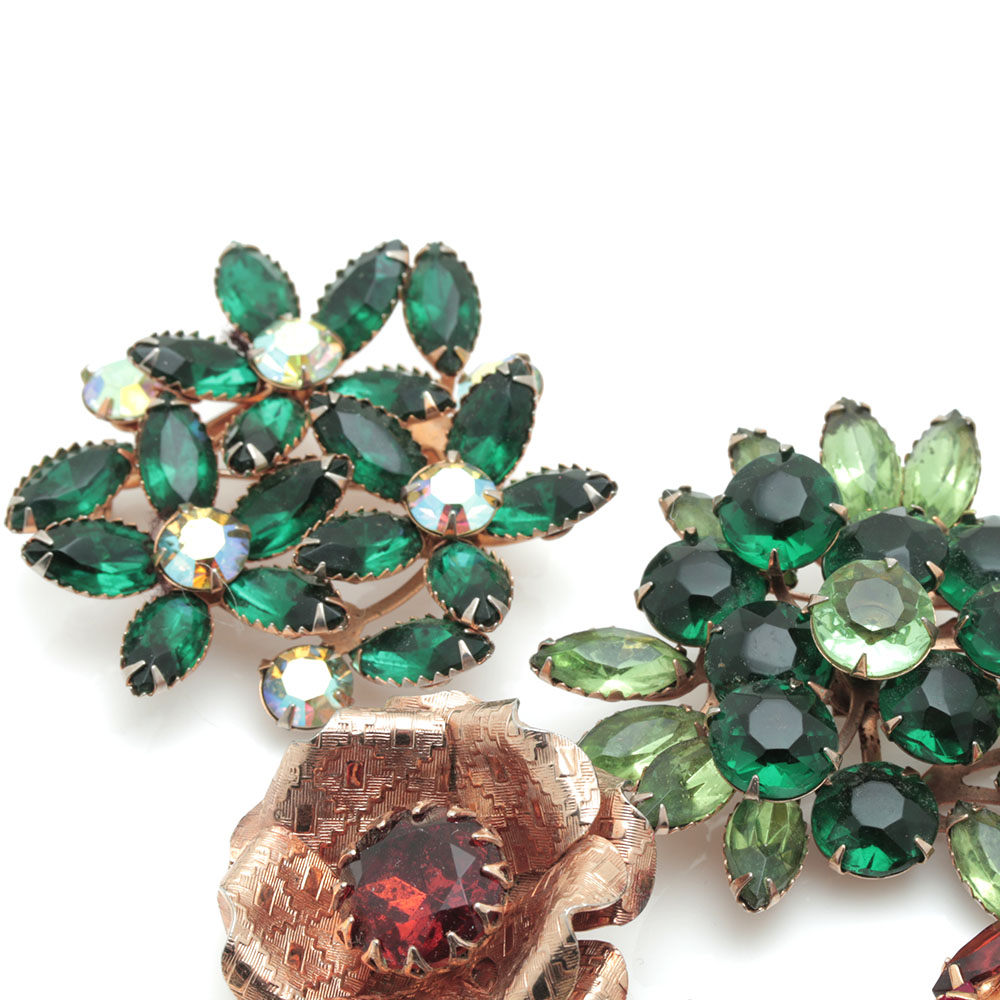 Vintage Gold Tone Colorful Stone Costume Jewelry Including Lisner and Beau Jewels