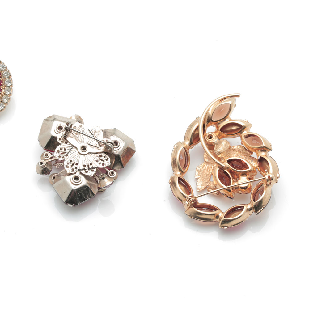 Vintage Gold Tone Colorful Stone Costume Jewelry Including Lisner and Beau Jewels