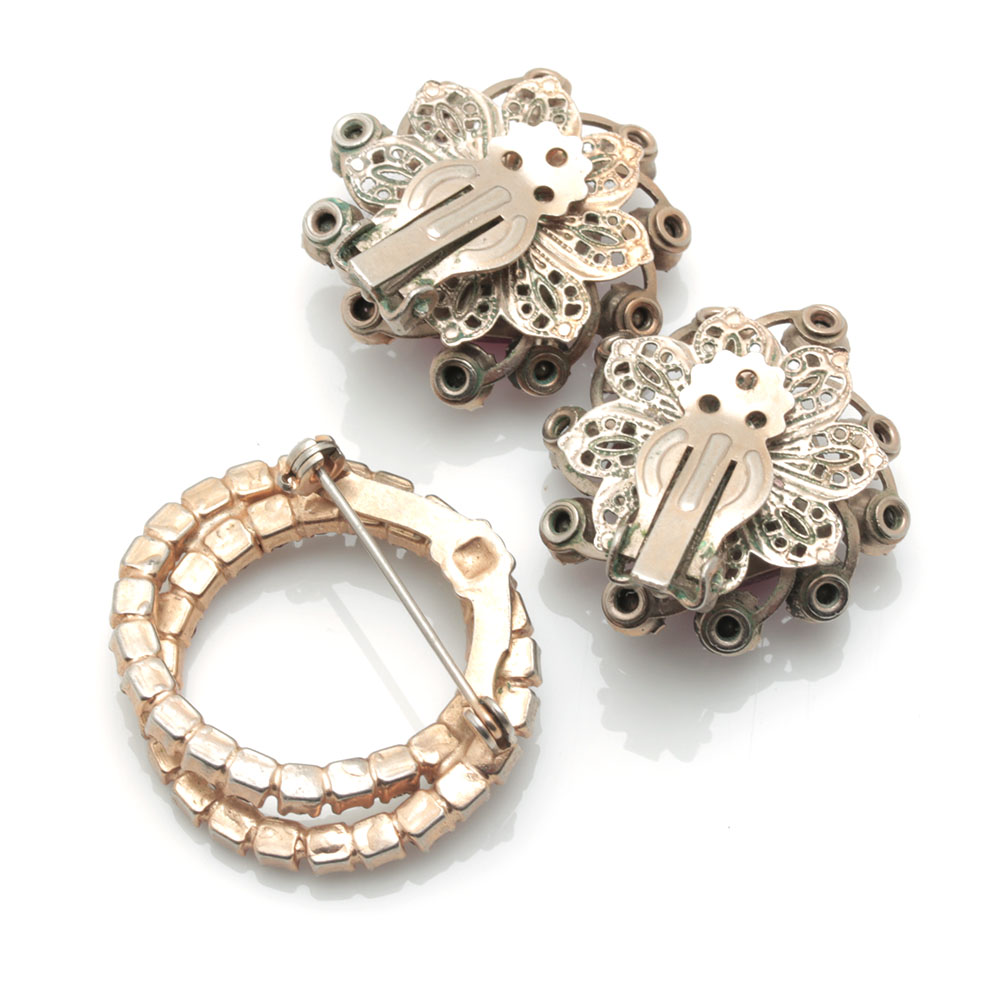 Vintage Gold Tone Colorful Stone Costume Jewelry Including Lisner and Beau Jewels