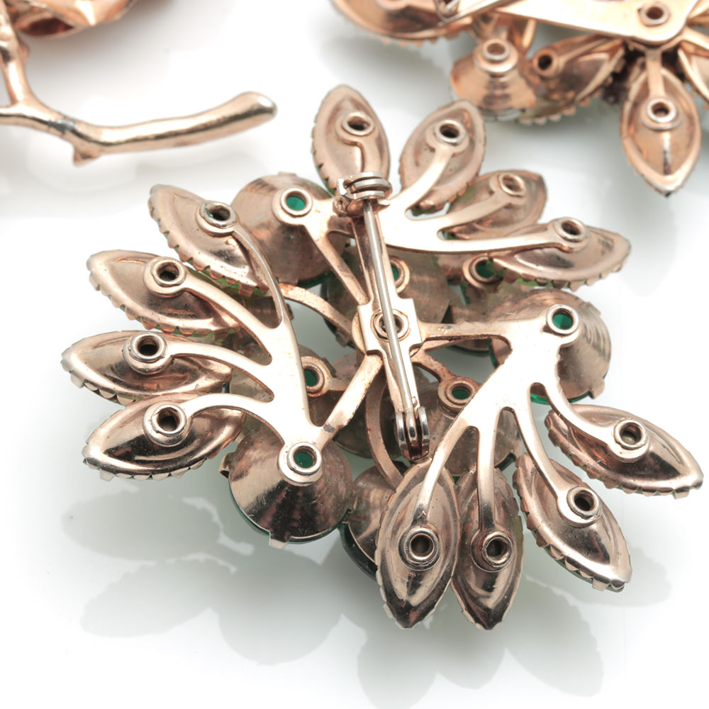 Vintage Gold Tone Colorful Stone Costume Jewelry Including Lisner and Beau Jewels