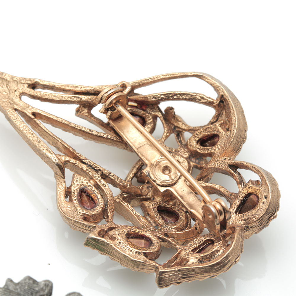 Vintage Gold Tone Colorful Stone Costume Jewelry Including Lisner and Beau Jewels