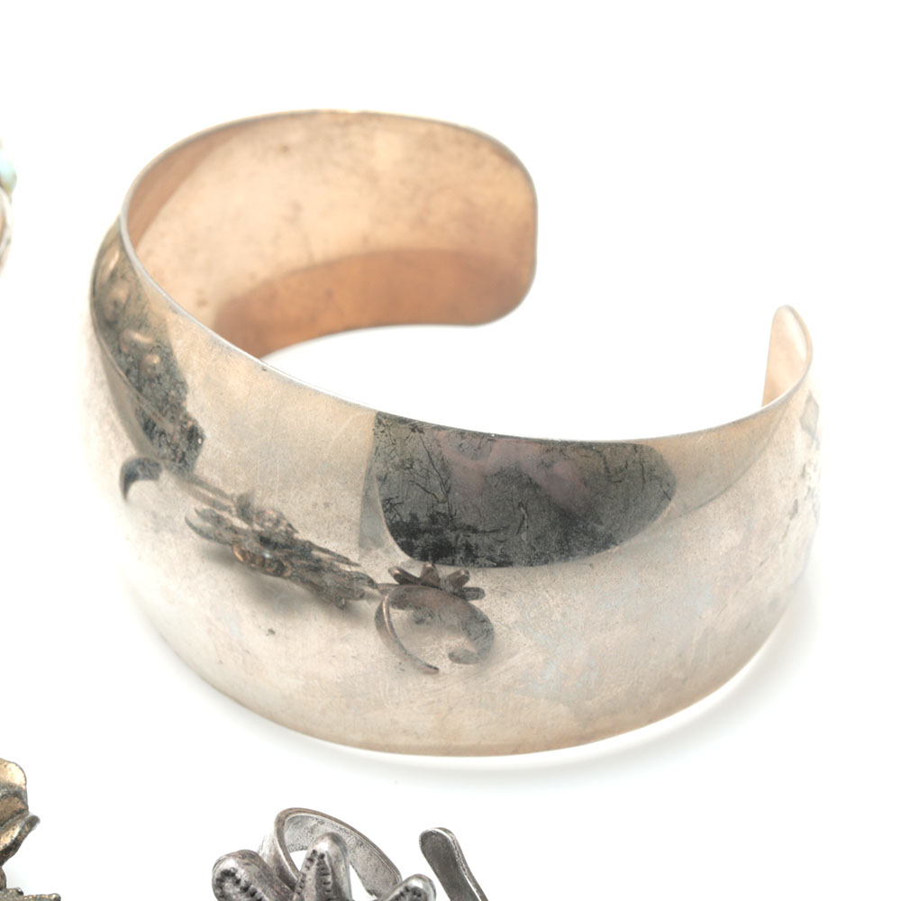 Jewelry Assortment Including Alpaca Mexico Abalone and Onyx Bracelet