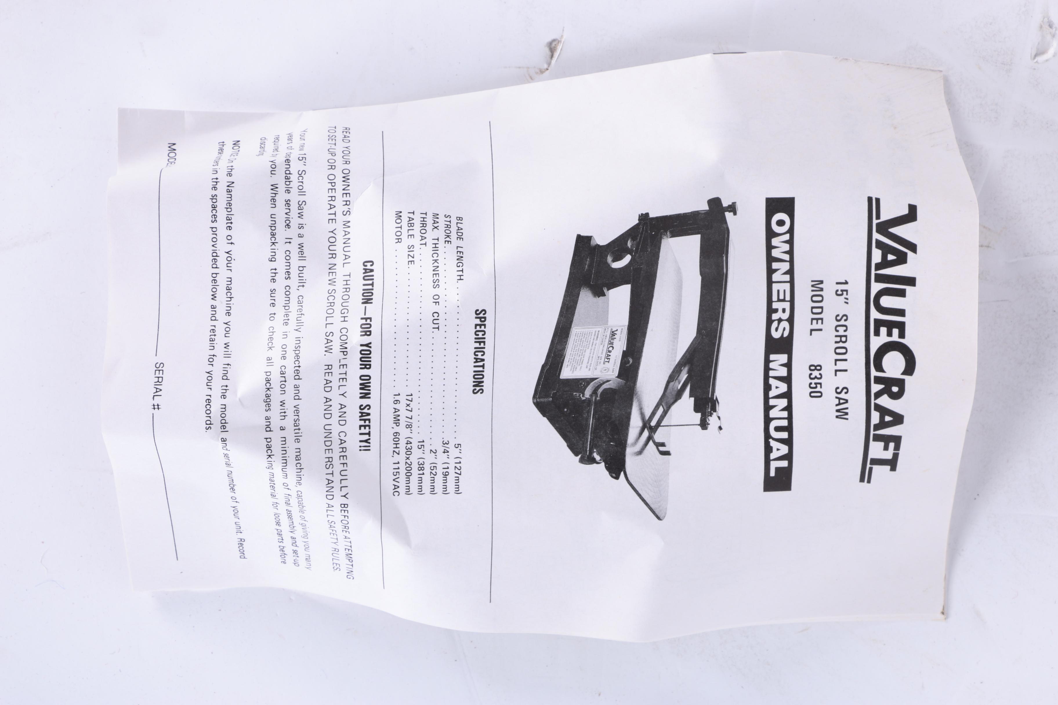 ValueCraft 15" Scroll Saw with Original Box