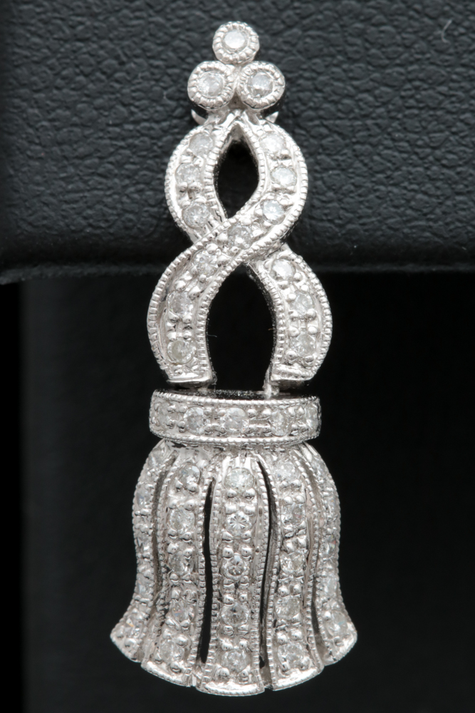 14K White Gold and 0.50 CTW Diamond Tassle Drop Earrings