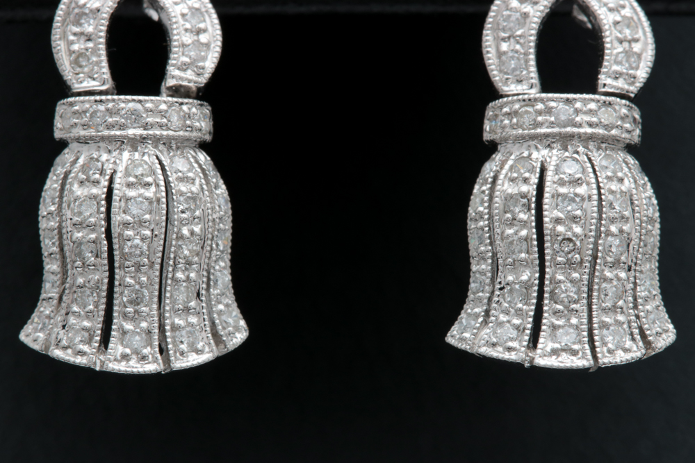 14K White Gold and 0.50 CTW Diamond Tassle Drop Earrings