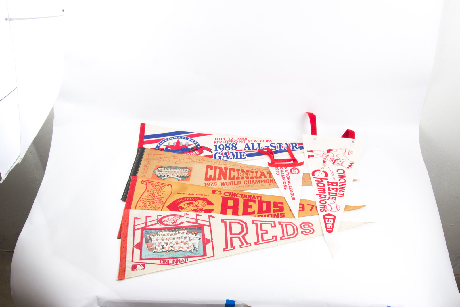 Vintage 1960s to 1980s Cincinnati Reds Pennants