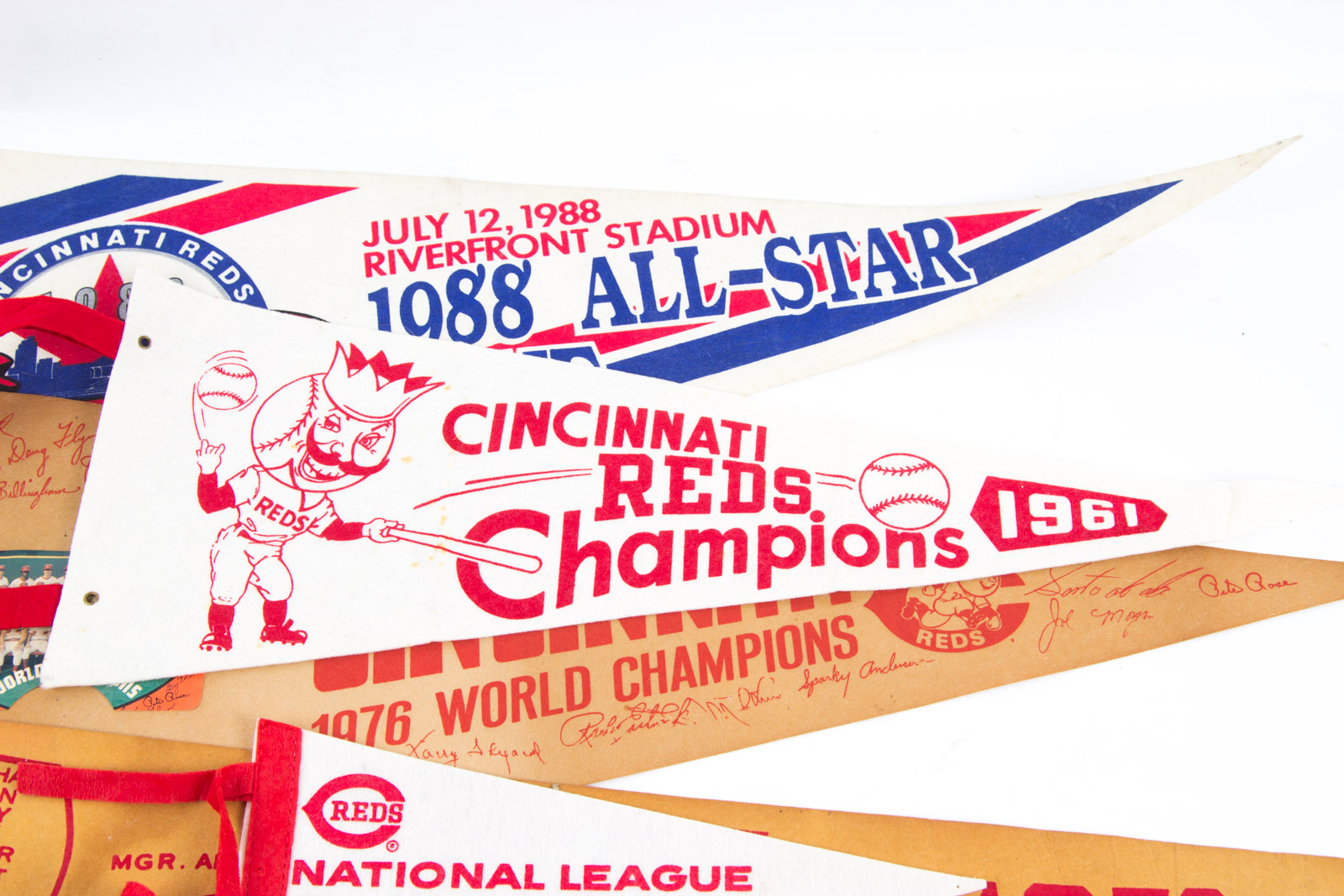 Vintage 1960s to 1980s Cincinnati Reds Pennants