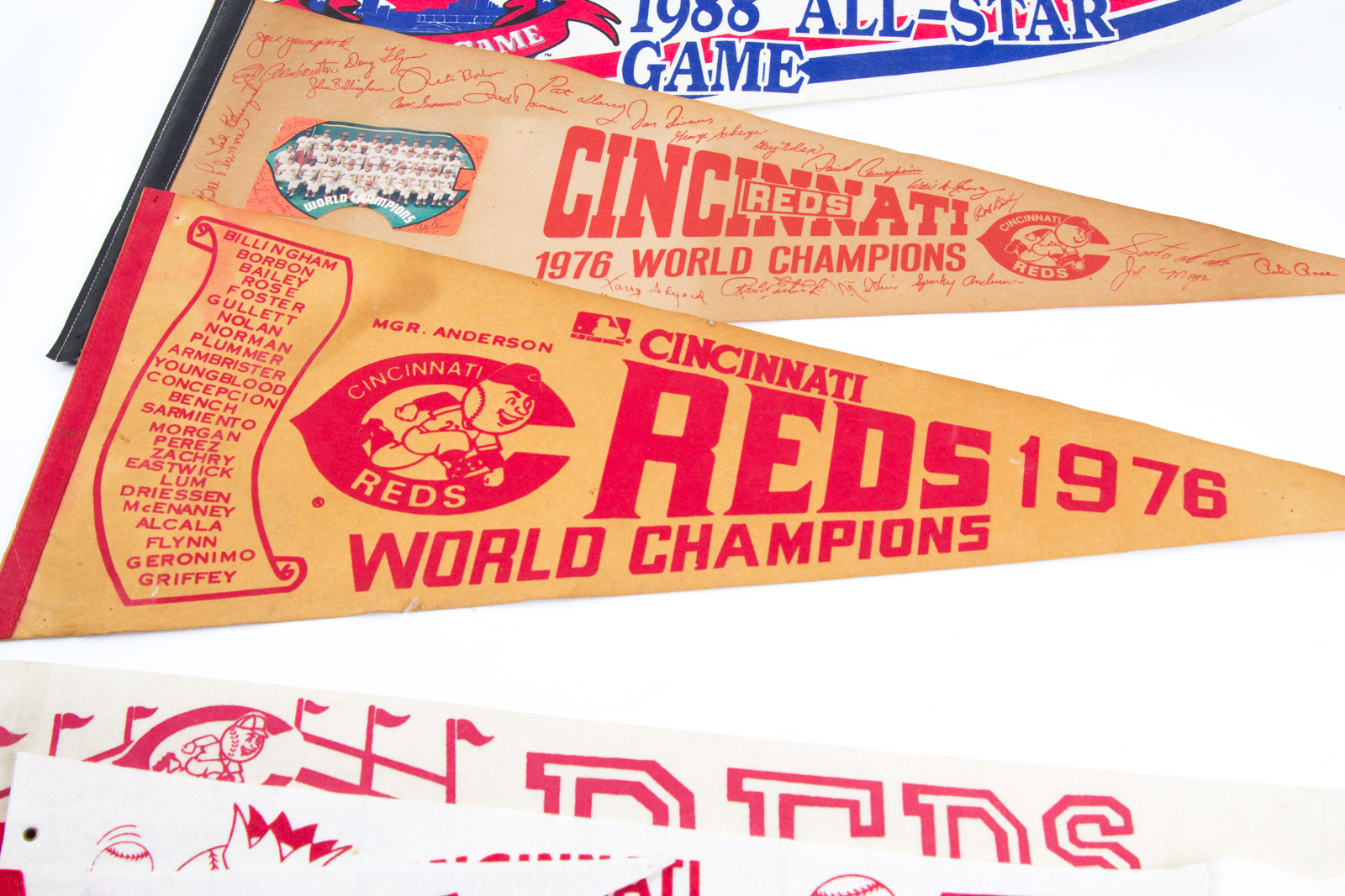 Vintage 1960s to 1980s Cincinnati Reds Pennants