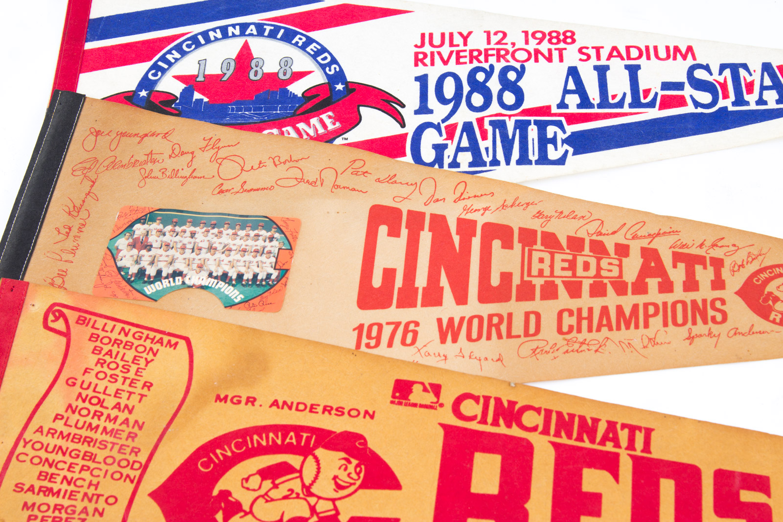 Vintage 1960s to 1980s Cincinnati Reds Pennants