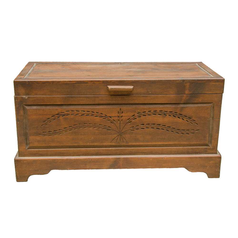 Vintage Walnut-Stained Pine Chest