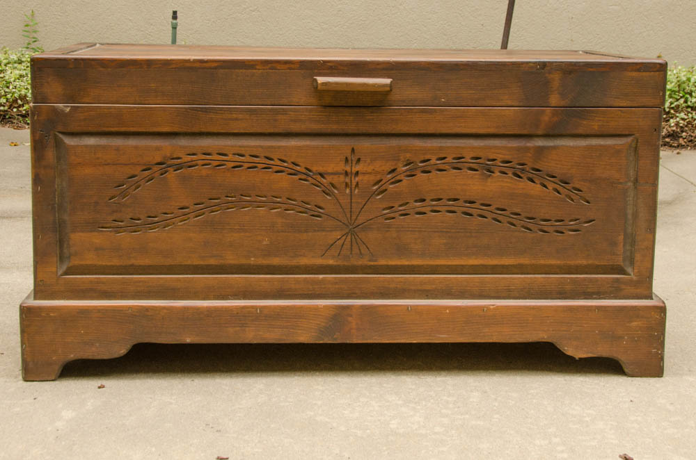 Vintage Walnut-Stained Pine Chest