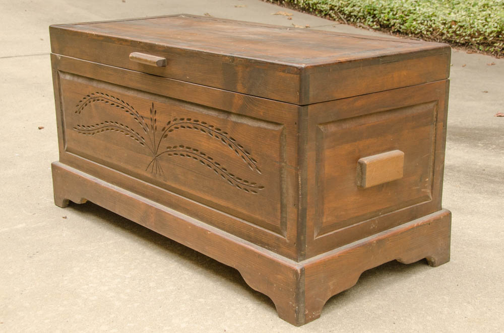 Vintage Walnut-Stained Pine Chest