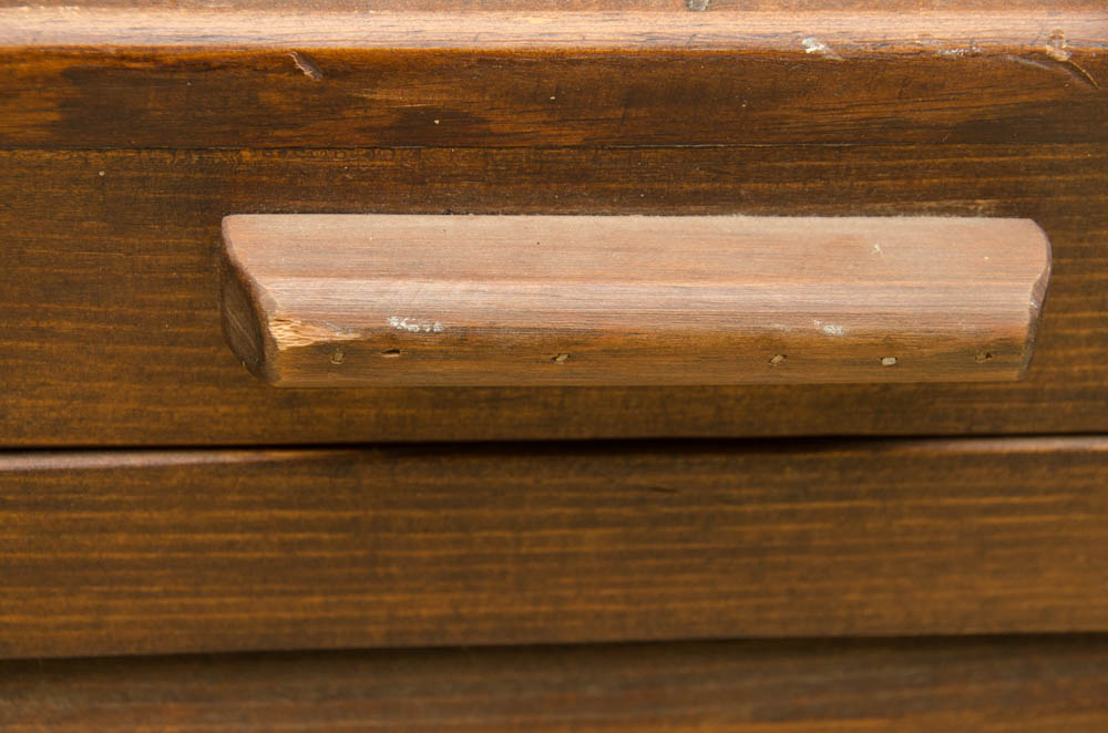 Vintage Walnut-Stained Pine Chest