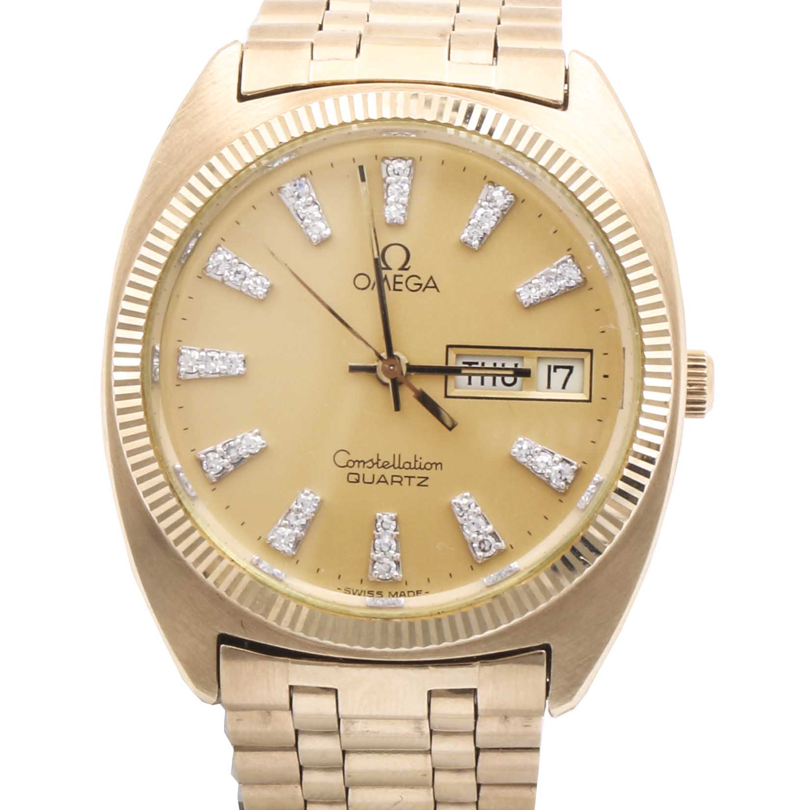 Omega constellation quartz discount 10k gold filled