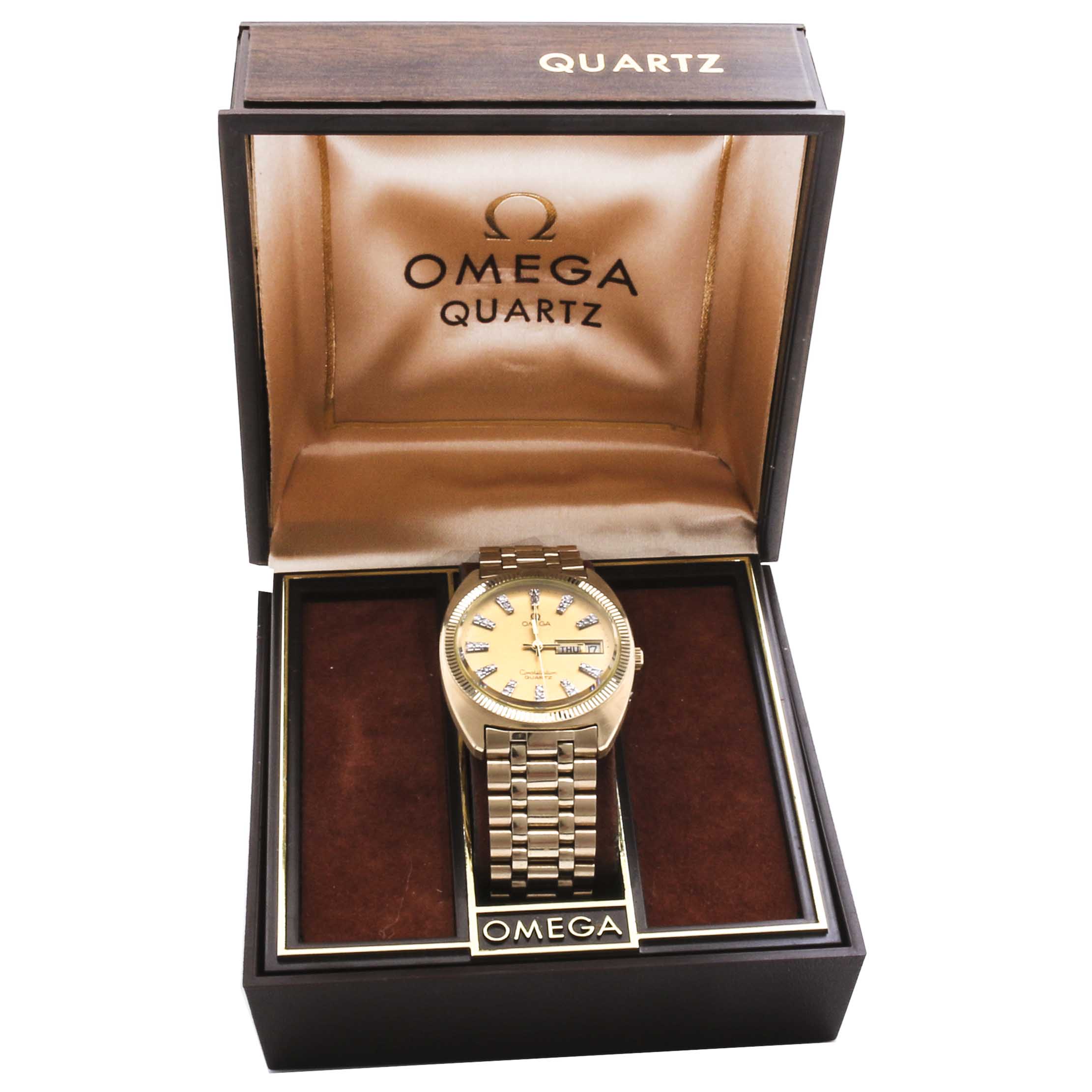 Omega Constellation 10K Gold Filled Day Date Diamond Watch