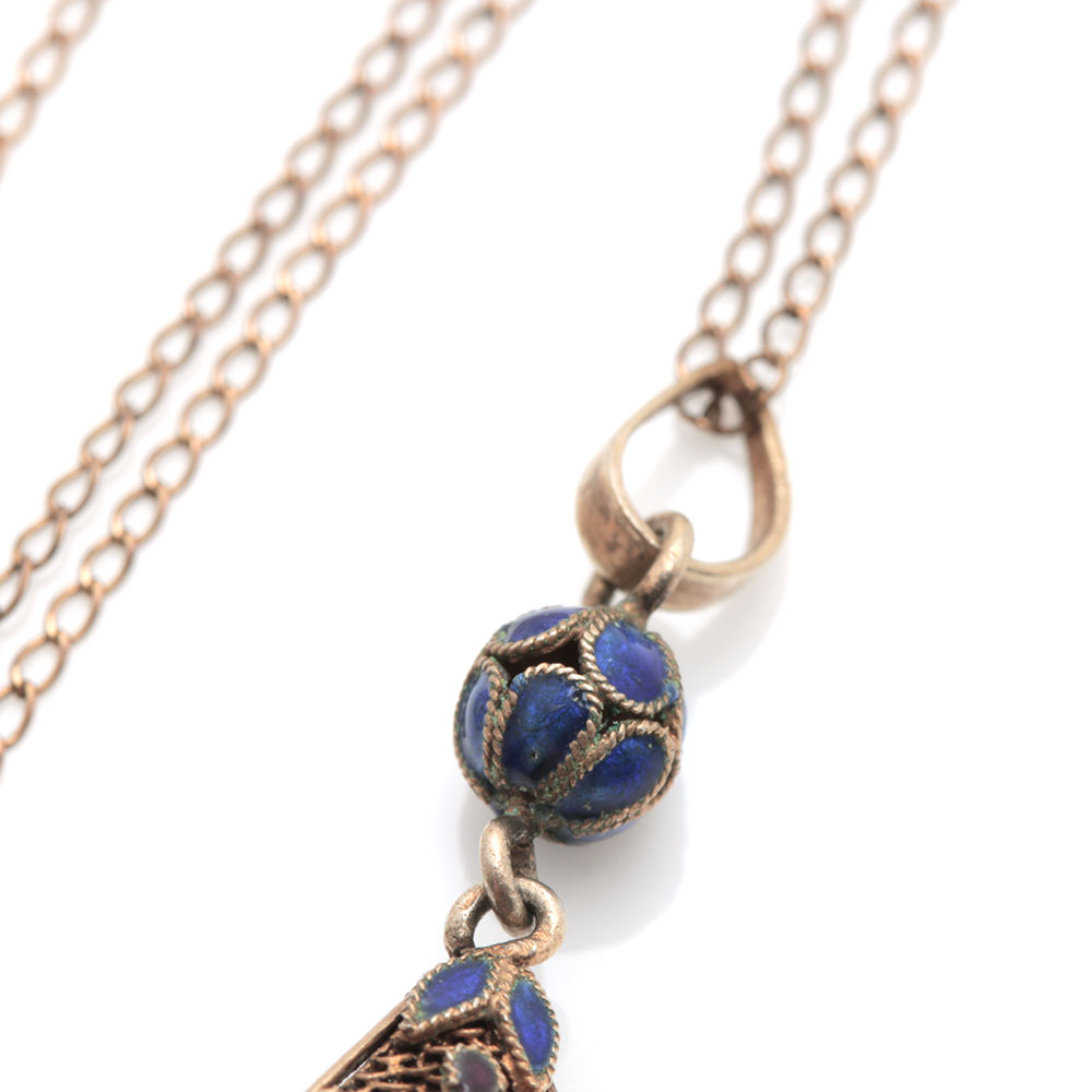 Vintage 800 Silver Enamel Pendant Necklace