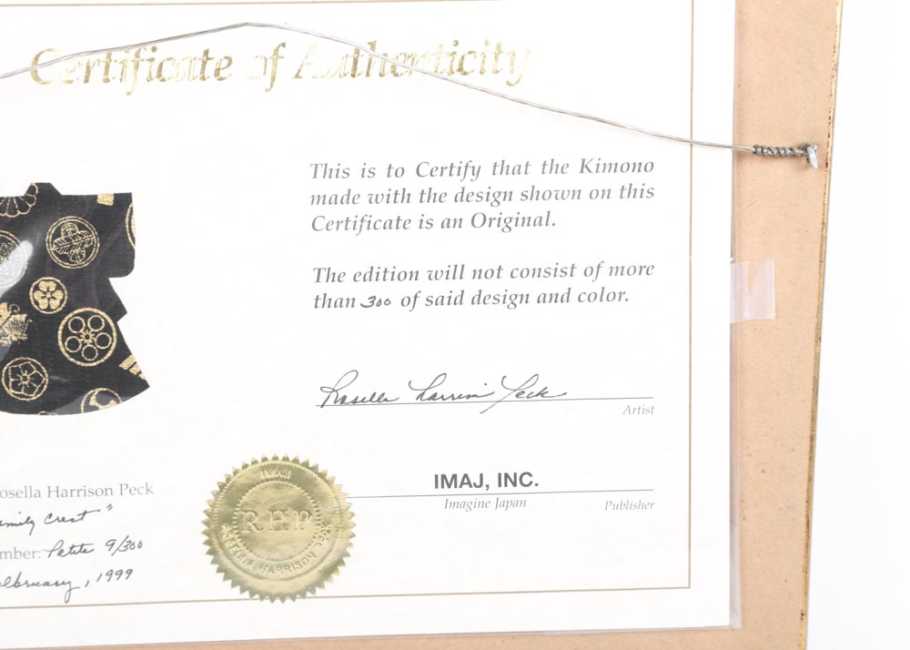 Rosella Harrison Peck Framed Kimono Origami "Family Crest"