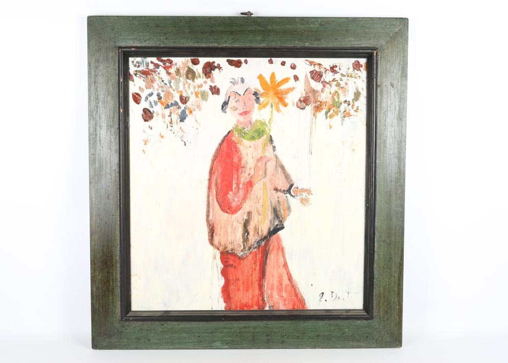 J. Dante Original Two-Sided Painting on Glass