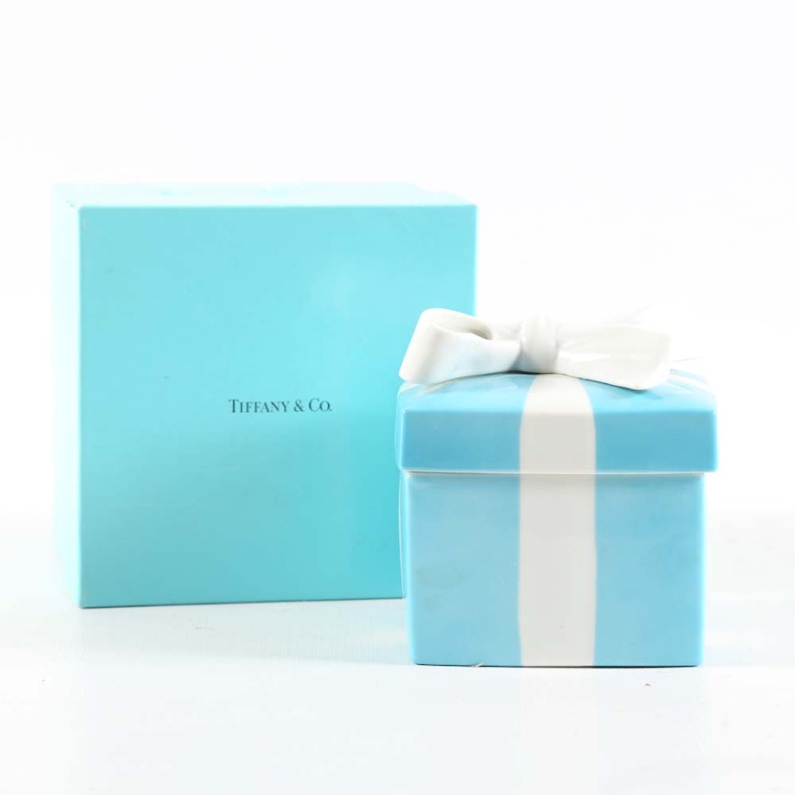 Tiffany & Co. Blue Porcelain Trinket Box