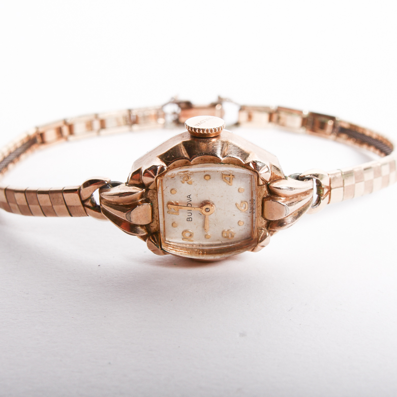 Vintage Bulova Rolled Gold Plate Watch with Granat Bros. Pin and Star of David Pendant Necklace