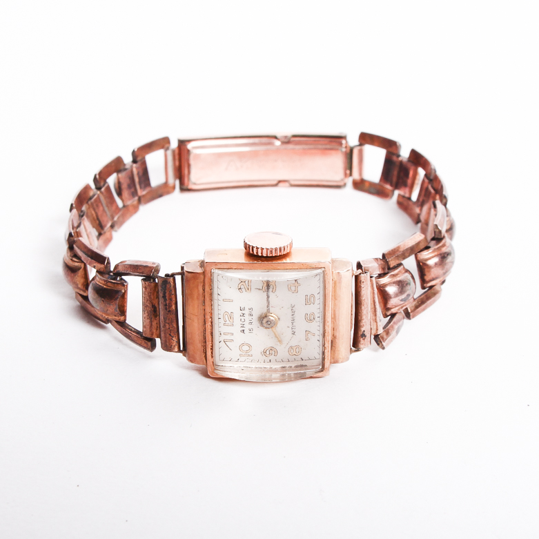 Vintage Bulova Rolled Gold Plate Watch with Granat Bros. Pin and Star of David Pendant Necklace