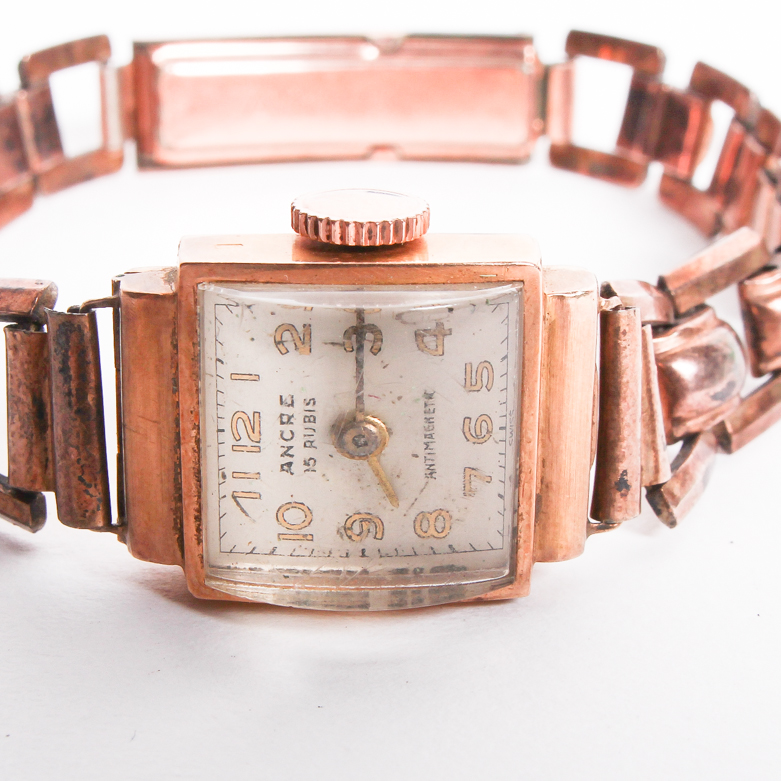 Vintage Bulova Rolled Gold Plate Watch with Granat Bros. Pin and Star of David Pendant Necklace