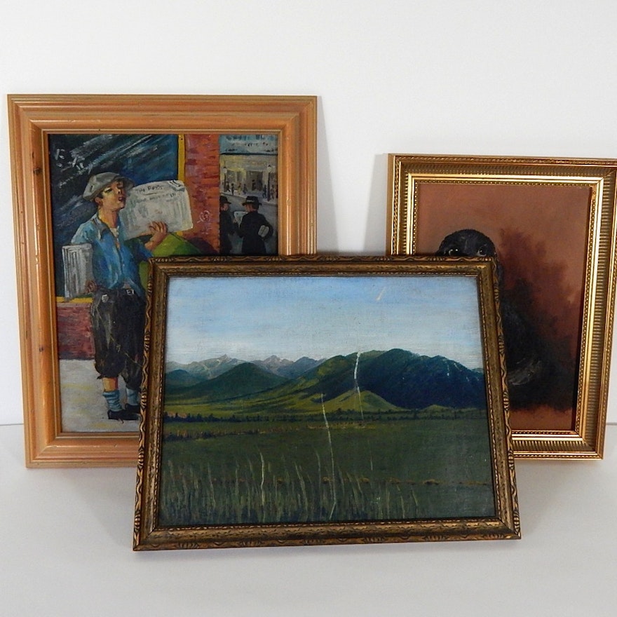 Three Vintage Original Paintings