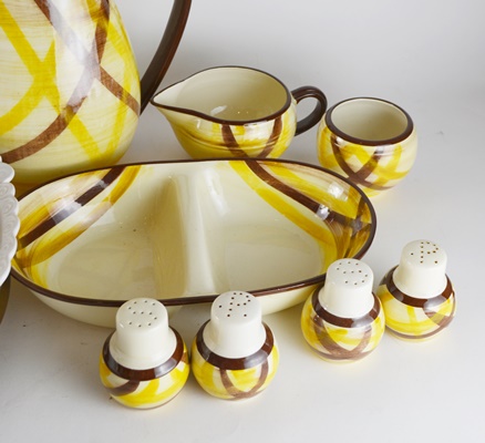 Vernonware "Organdie" Yellow Pottery and California Pottery Appetizer Lazy Susan