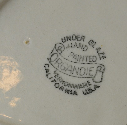 Vernonware "Organdie" Yellow Pottery and California Pottery Appetizer Lazy Susan