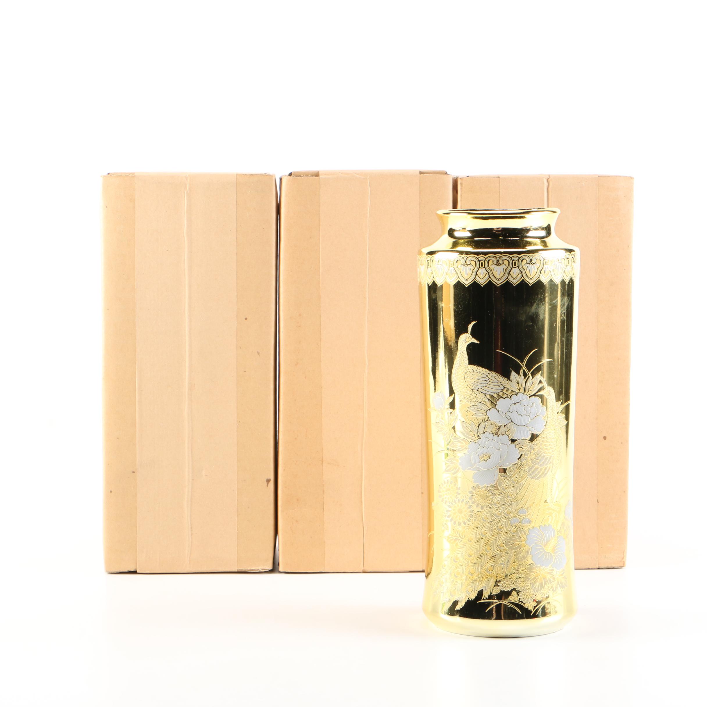 Collection of Gold Plated Japanese Porcelain Vases