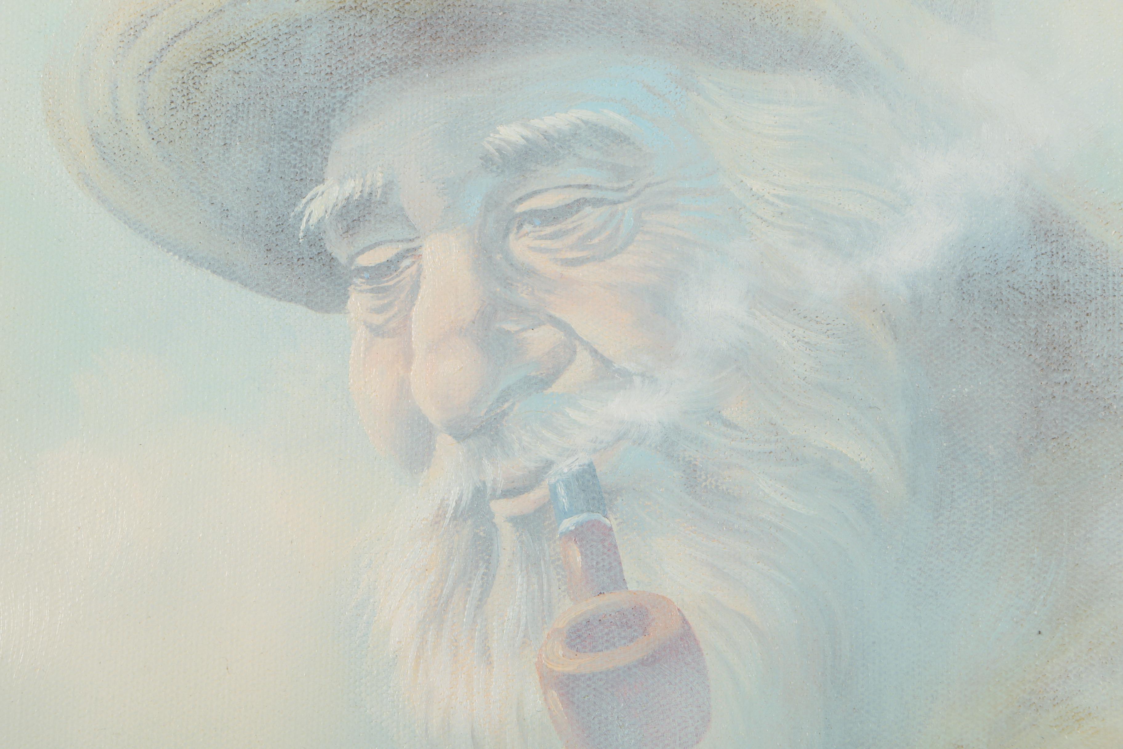 Kenneth Suess Oil Painting of a Boy and Sea Captain