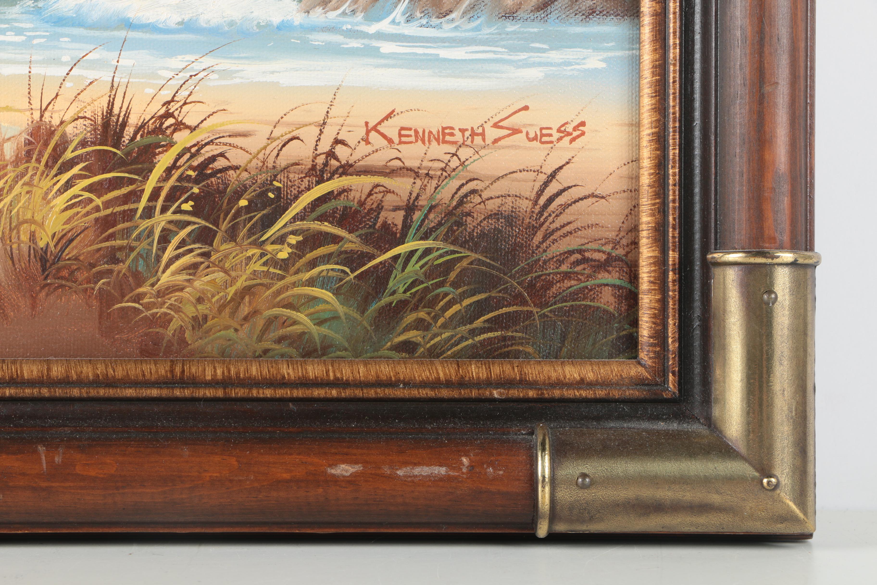 Kenneth Suess Oil Painting of a Boy and Sea Captain