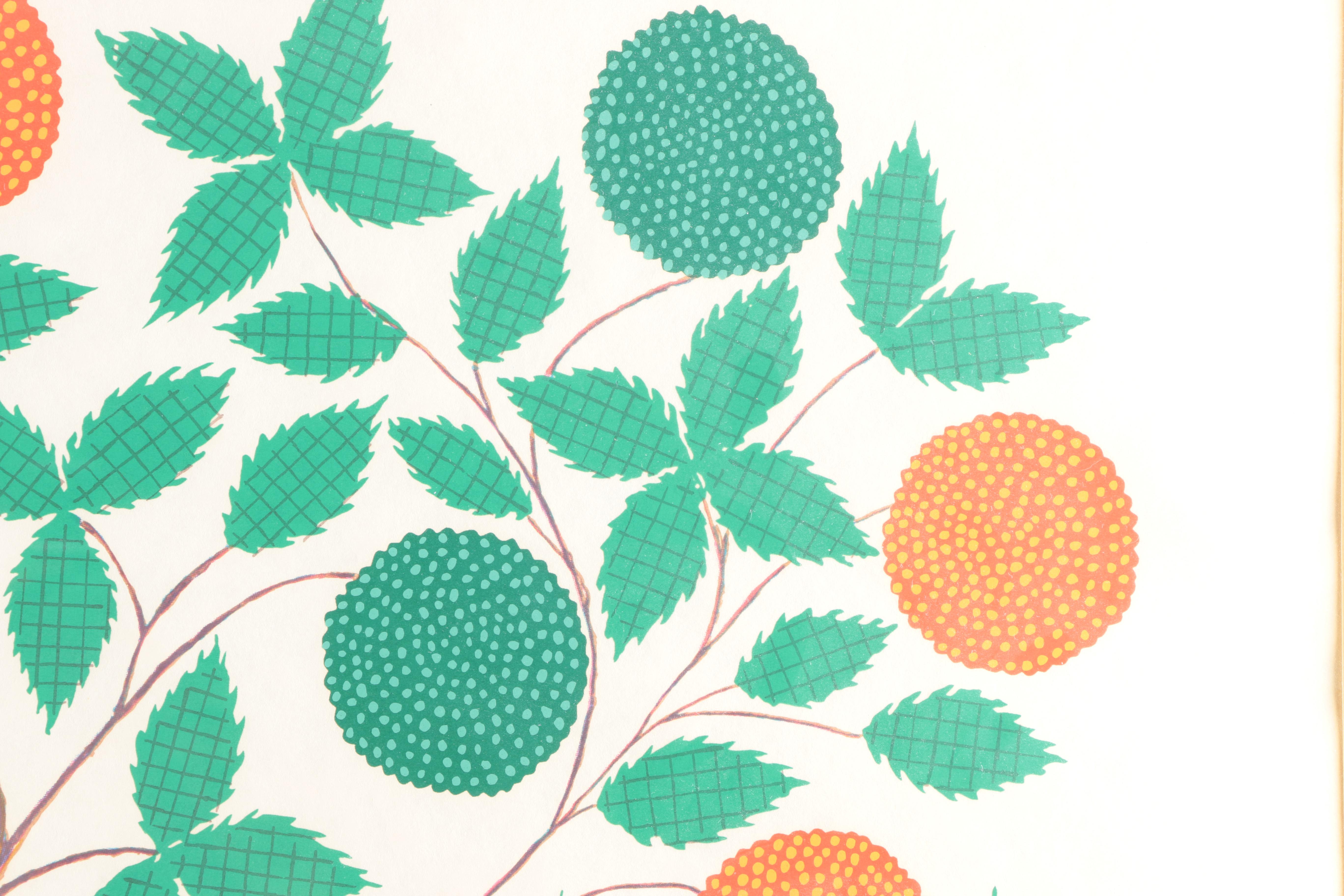 Embellished Serigraph After Hannah Cahoon Shaker Spirit Drawing "The Tree of Life"