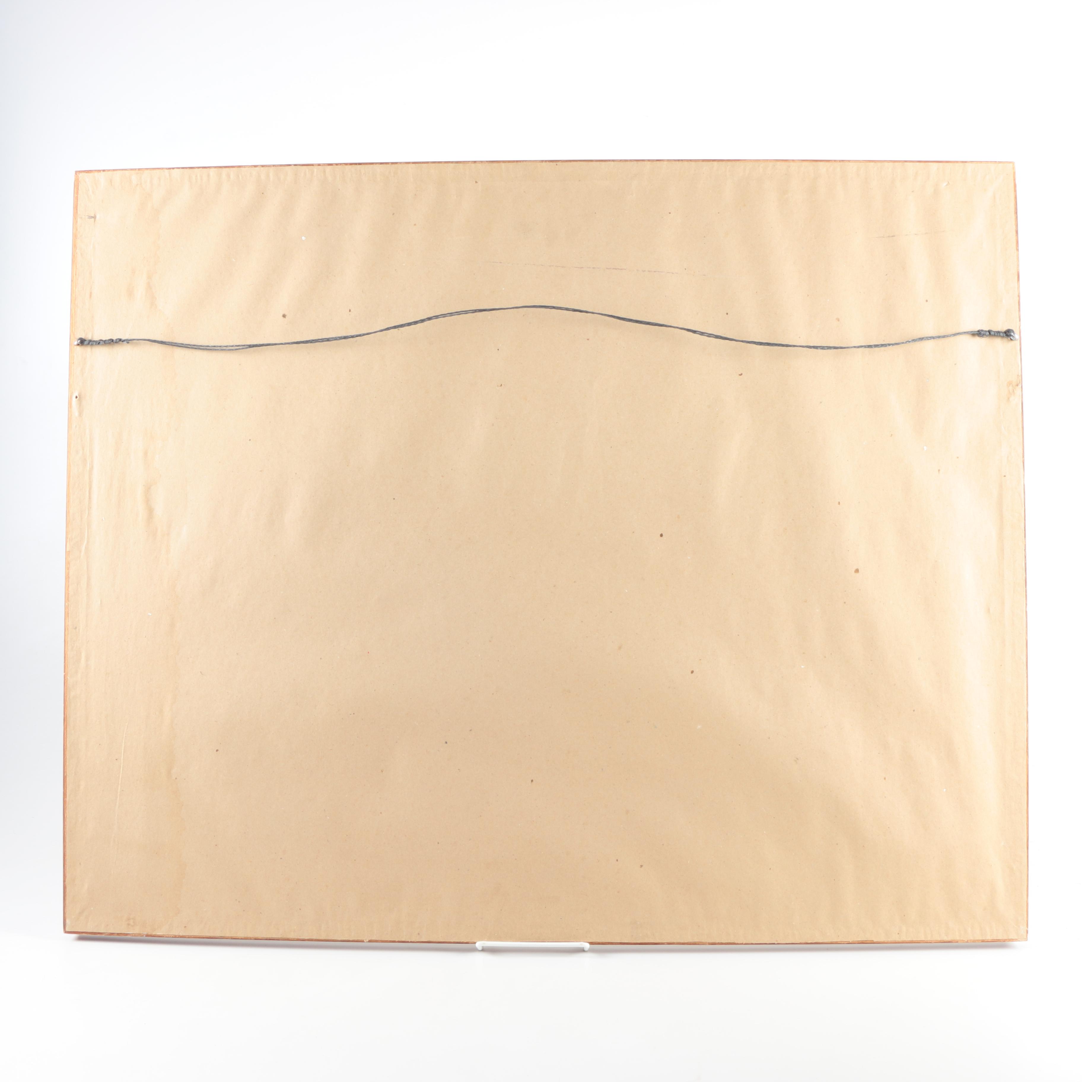 Embellished Serigraph After Hannah Cahoon Shaker Spirit Drawing "The Tree of Life"