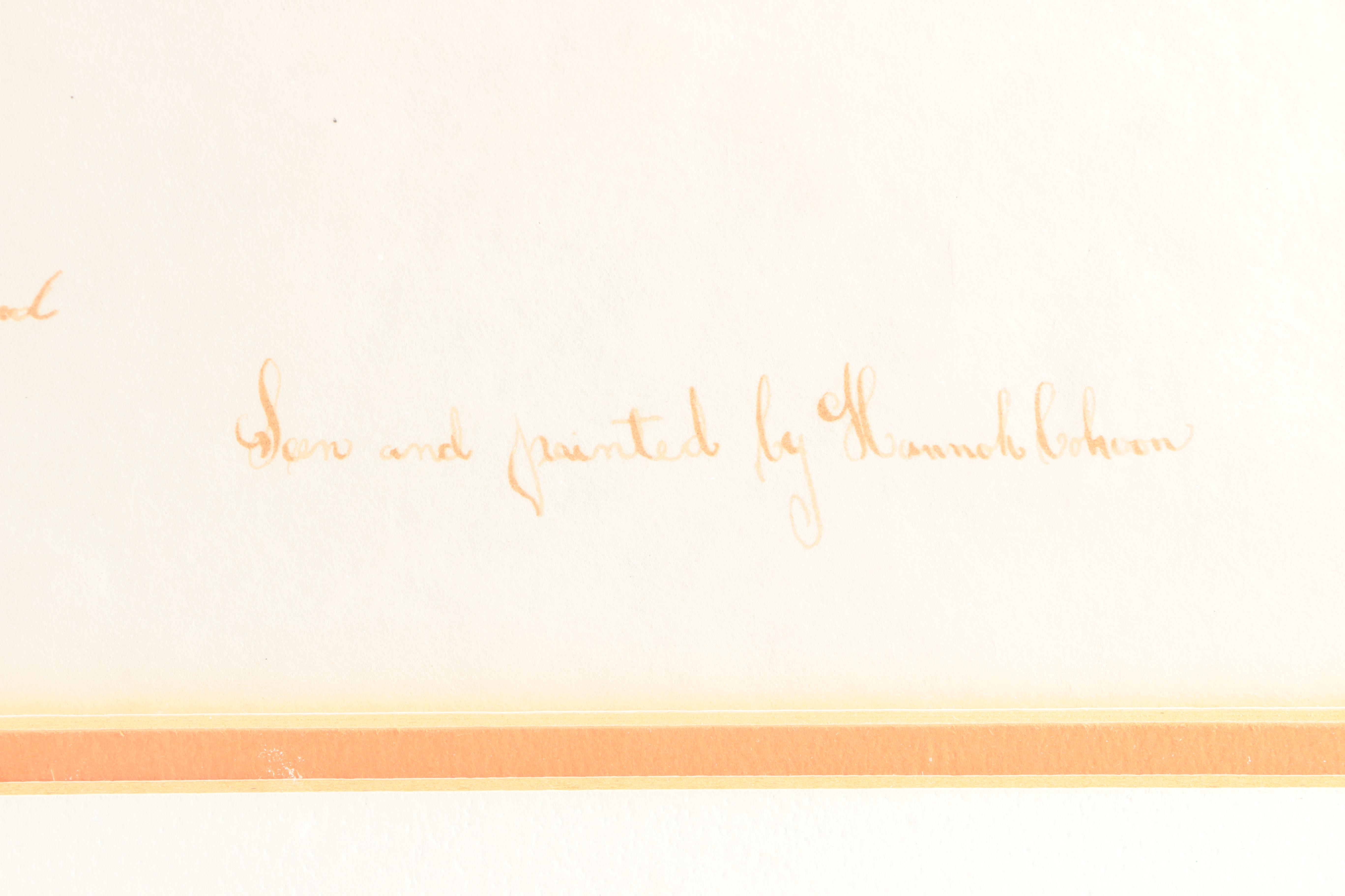 Embellished Serigraph After Hannah Cahoon Shaker Spirit Drawing "The Tree of Life"