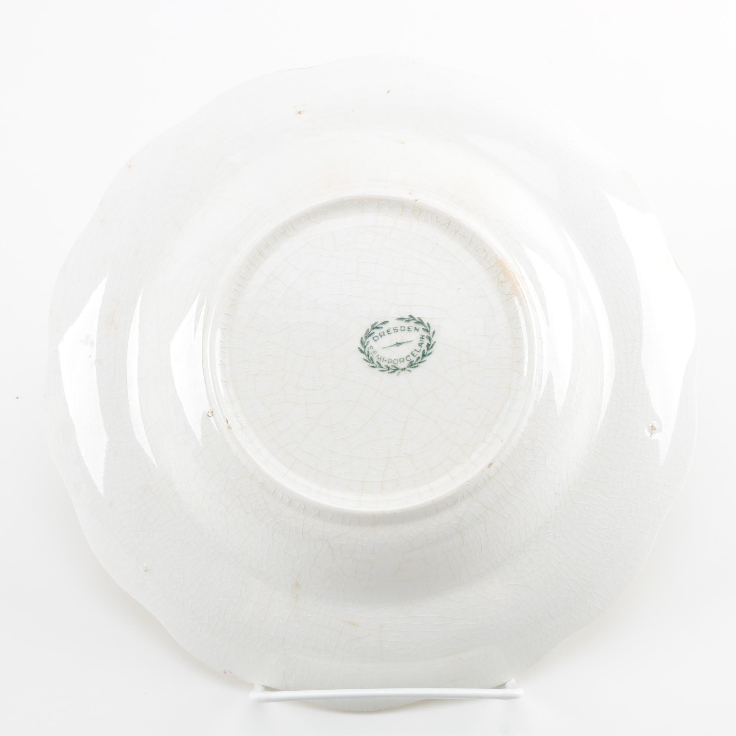 Dresden Pottery Co Floral Decorated Tableware, Circa 1892-1925